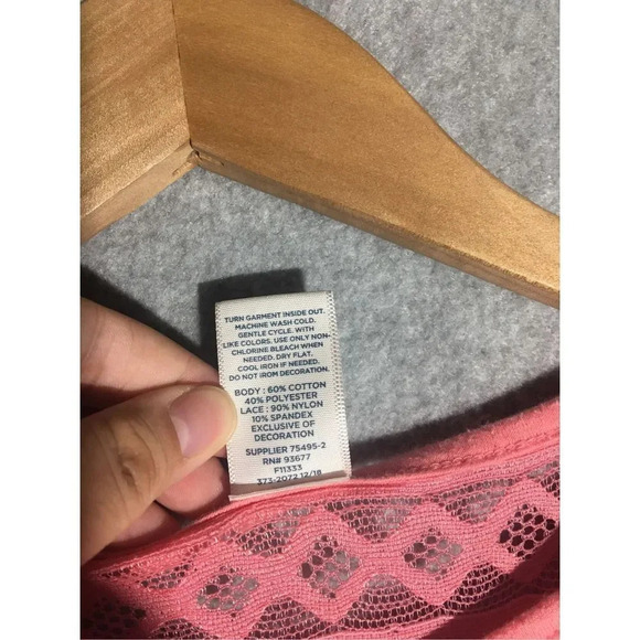 Juniors Arizona Jeans Co Shirt Pink Lace Detail Casual Summer Spring Feminine - Picture 3 of 5